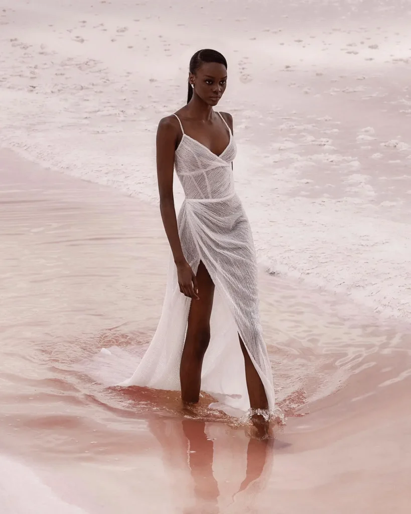 Outfit Ideas for Photoshoot near Beach in White Gown