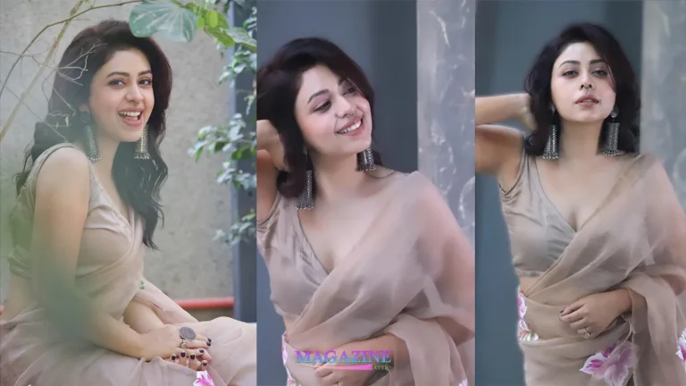 Mirzapur Actress Neha Sargam Photos in Hot Beige Saree Photoshoot