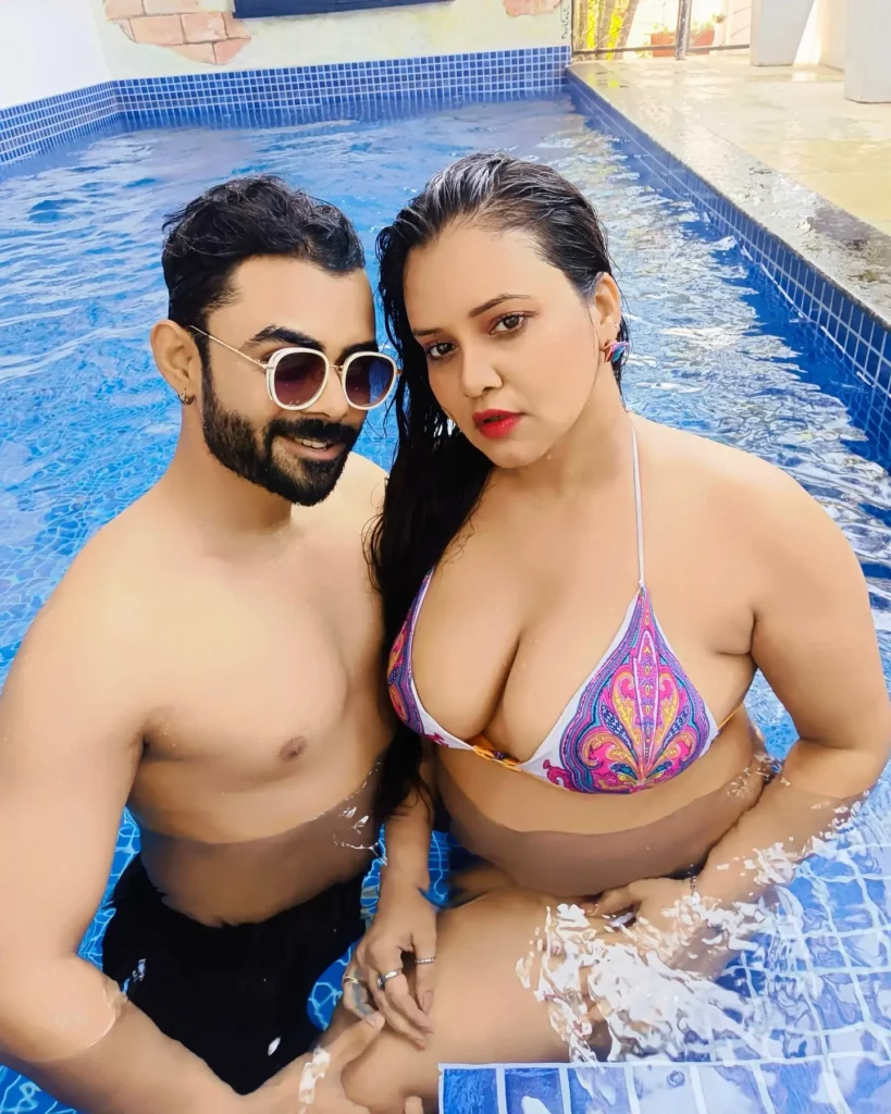 Ullu Actress Priya Gamre in Bikini and Bra Collection in Swimming Pool 30