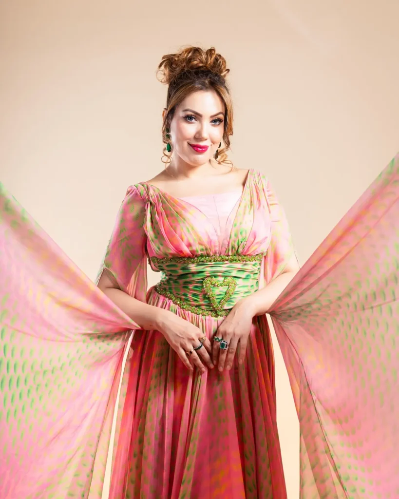 Actress Munmun Dutta Photos in Amazing Pink and Green Dress 3