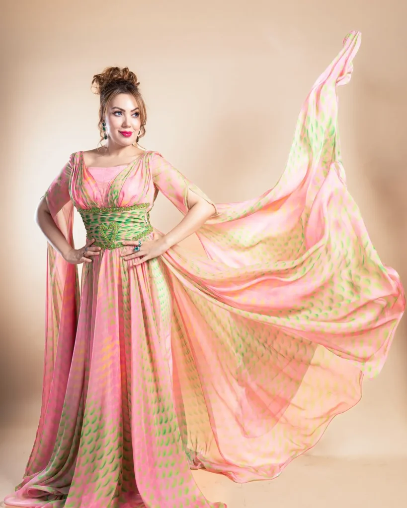 Actress Munmun Dutta Photos in Amazing Pink and Green Dress