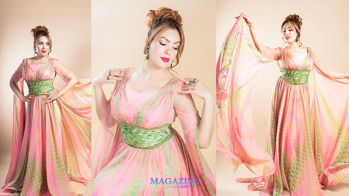 Actress Munmun Dutta Photos in Amazing Pink and Green Dress