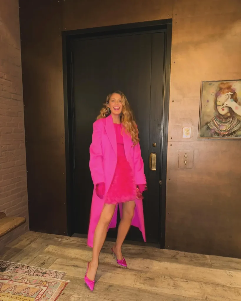 Blake Lively Photos in pink mini dress To Impress