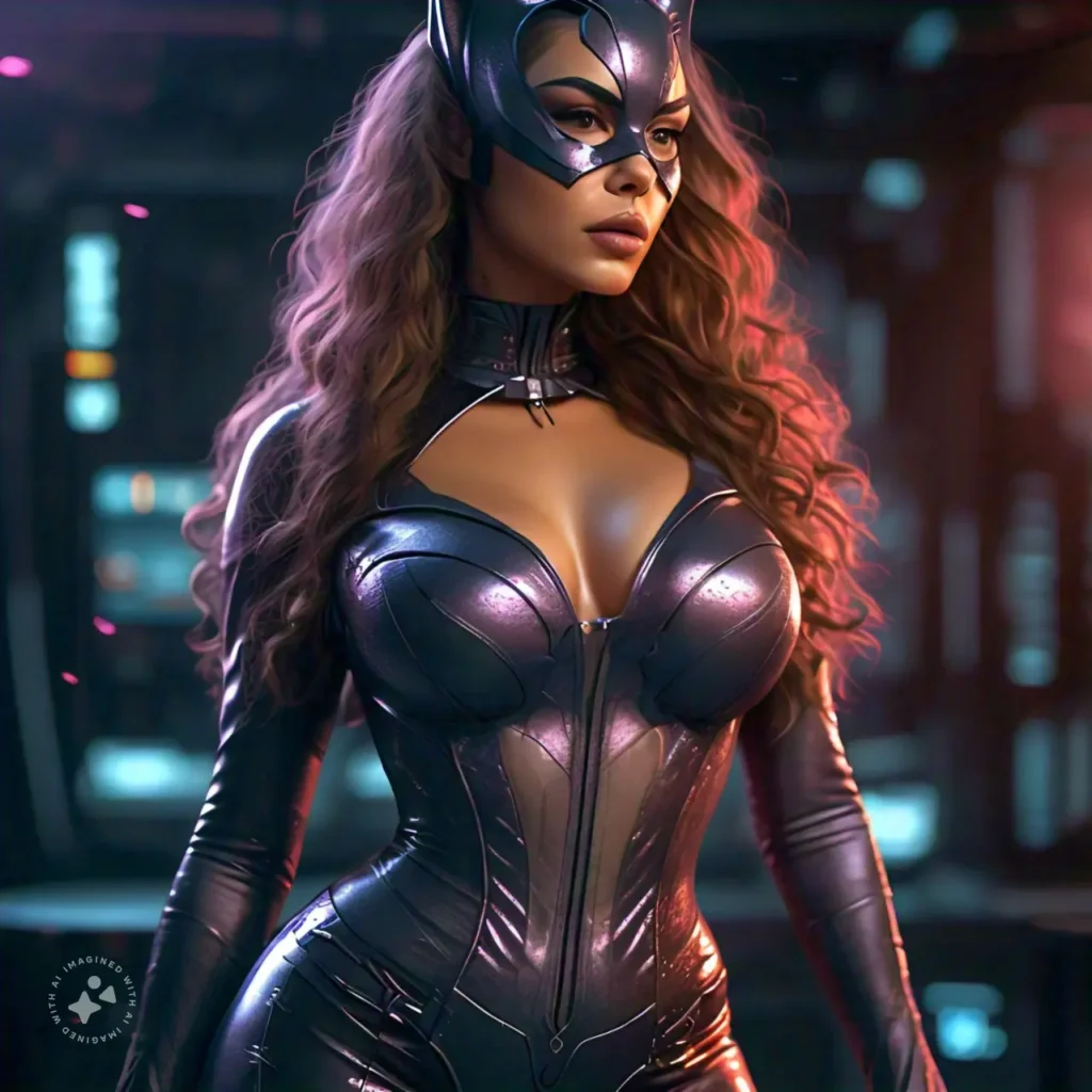 catwoman costume in shiny skin tight bodycon outfit and catwoman makeup 51