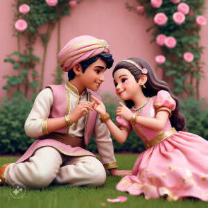 cute cartoon couple 3d cartoon red rose 23