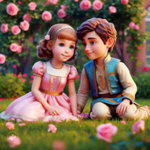 cute cartoon couple 3d cartoon red rose 24