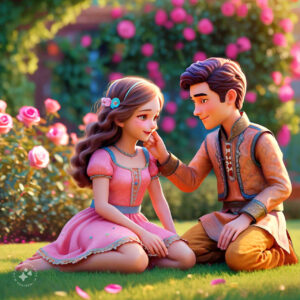 cute cartoon couple 3d cartoon red rose 26