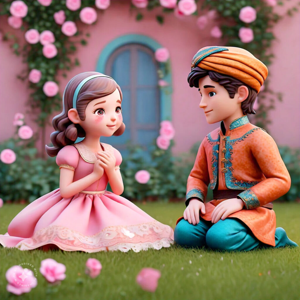 cute cartoon couple 3d cartoon red rose 30