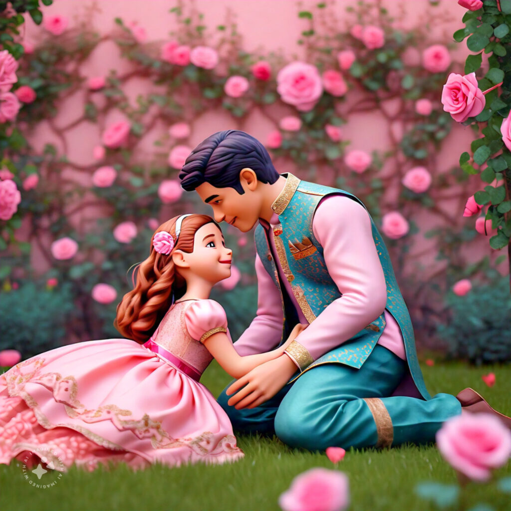 cute cartoon couple 3d cartoon red rose 35