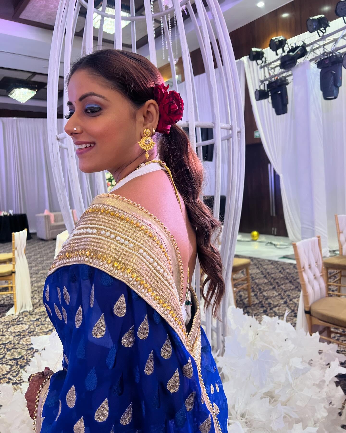 Ullu_Web_Series_Actress_Sneha_Paul_Hot_Photos_In_Blue_Saree_Hot_Saree_Photos